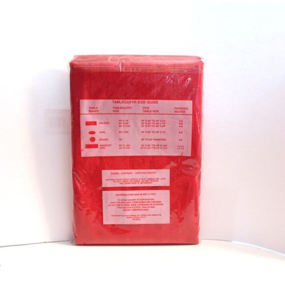 Holiday Wishes Red Satin Stripe Tablecloth Soil Release 60 X 102 Oblong NIP - Picture 2 of 3